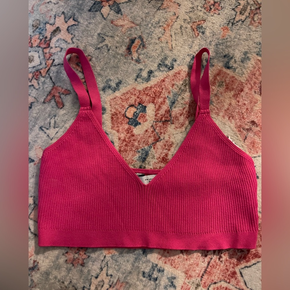 Zara Pink Ribbed Crop Top